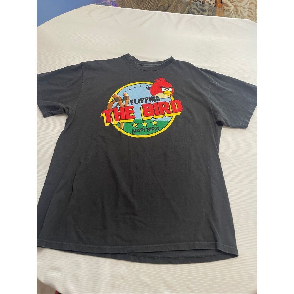 Angry Birds Flipping The Bird Black T-Shirt Size XL